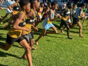 Learners from Langebaan Primary School start their athletic run