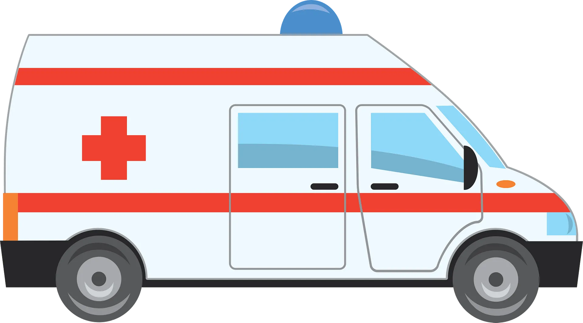 Iigraphic drawing of an ambulance in white, red and blue for emergency ambulance services in langebaan