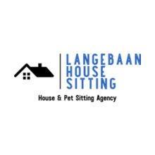 Logo for Langebaan House Sitting: house icon with blue vertical text 'Langebaan House Sitting' and 'House & Pet Sitting Agency' subtitle.