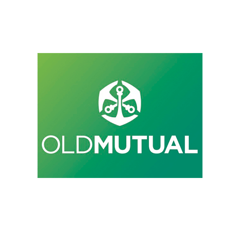 Old Mutual logo on a green gradient background with a white emblem above the text 'OLD MUTUAL'.